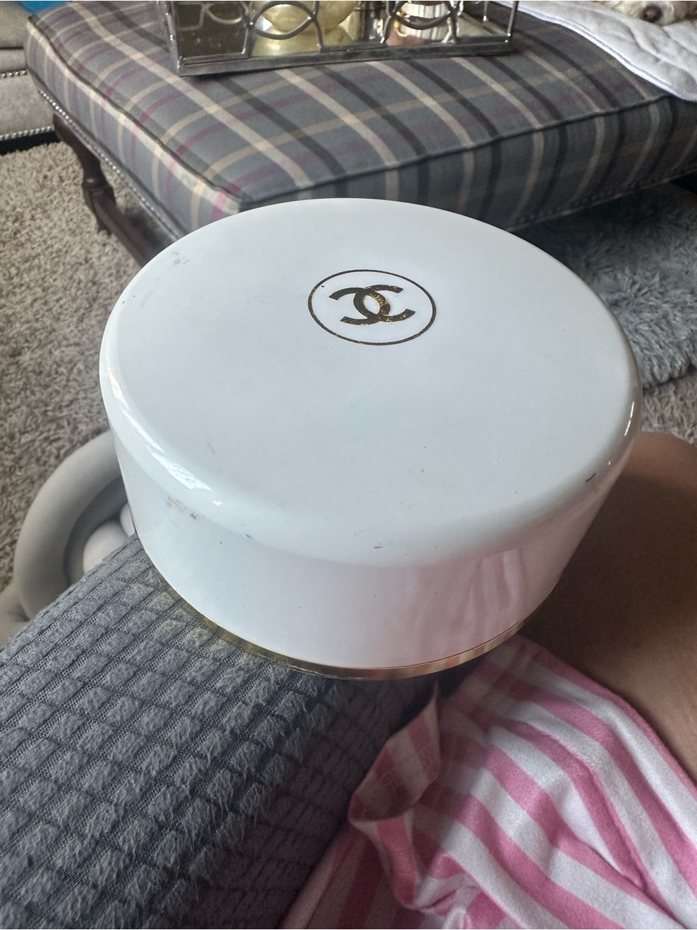 Vintage CHANEL Bath Powder Puff with Satin Pocket Insert